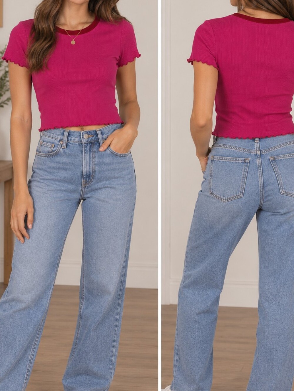 Things Between: Ribbed Crop top - Pink - Size Small